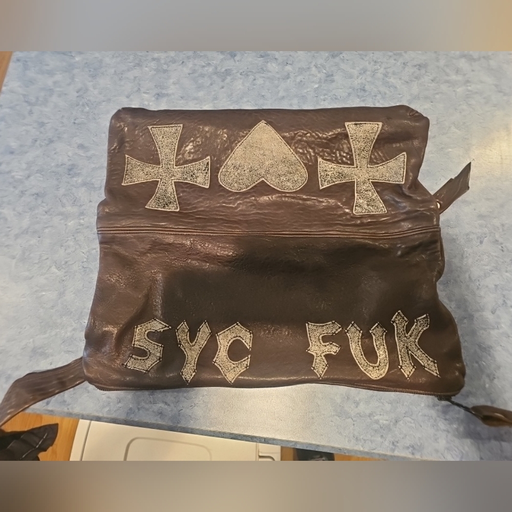 SYC FUK by Buckey Bakes Brown Leather Satchel VERY RARE
